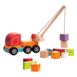 Cubika houten magnetische kraan met blokken