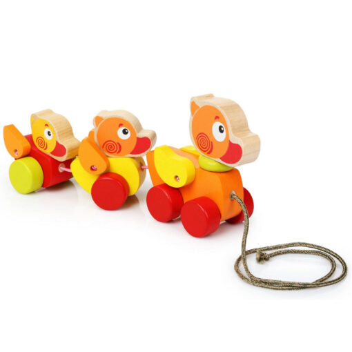 Houten trekfiguur eendjes